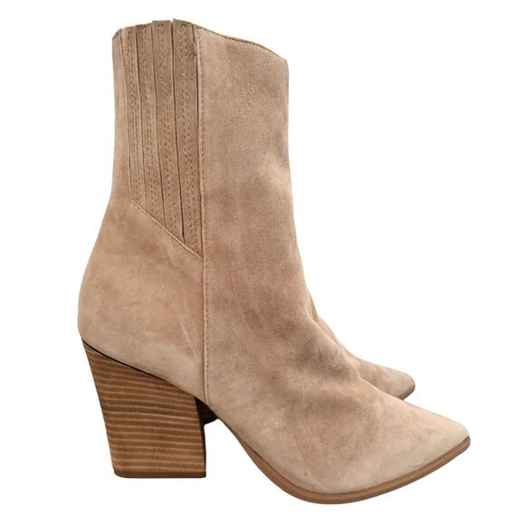 STEVE MADDEN SUEDE CHUNK HEEL BOOTS 10M  ZIP MINIMAL CLASSIC TRENDY CONTEMPORARY - Picture 8 of 11